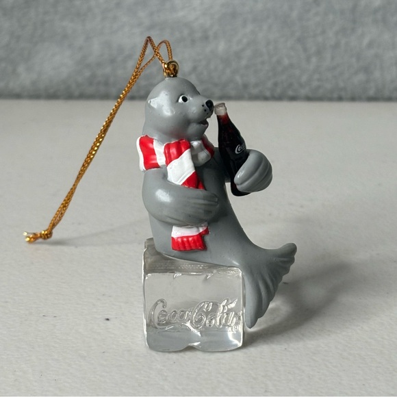 Coca Cola Company Seal Sitting On Block Of Ice Drinking Coke Christmas Ornament - Picture 7 of 13